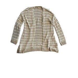 Soft Surroundings Open Front Woven Draped Lucie Cardigan Sweater Striped Long XS